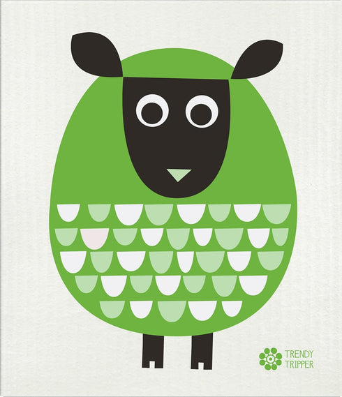 3-Pack Earth-Friendly Swedish Dishcloth/Reusable Sponge Cloth Eco Sponge MODERN SHEEP (3 Pk: Bright Green + Red/Purple + Petrol)...