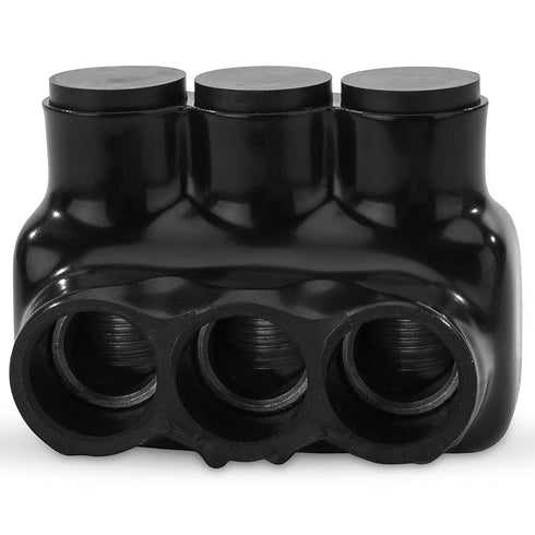 OHLECTRIC Black insulated Connector - Dual Side Entry - 3 Port - 2-14" Wire Range - Slotted Hex Screw - Pre-Filled with Oxide Inhibitor - Rubber V...