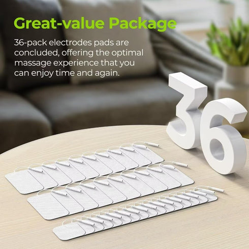 AUVON TENS Unit Replacement Pads Combination Set, 36 Packs 2 Sizes Electrodes for TENS Unit, Reusable and Latex Free Pigtail TENS Pads for Multipl...