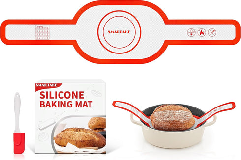SMARTAKE 1-Pack Silicone Bread Sling for Dutch Oven, Reusable Sourdough Baking Mat with Long Handle, Non-Stick Easy Silicone Bread Sling Mat for T...
