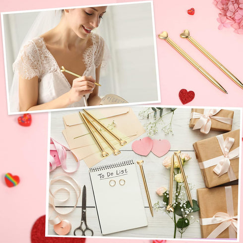 Chinco 12 Pieces Heart Shaped Pens Black Ink Retractable Metal Decorative Cute Pens for Women Girl Heart Writing Ballpoint Pens for Wedding Baby S...