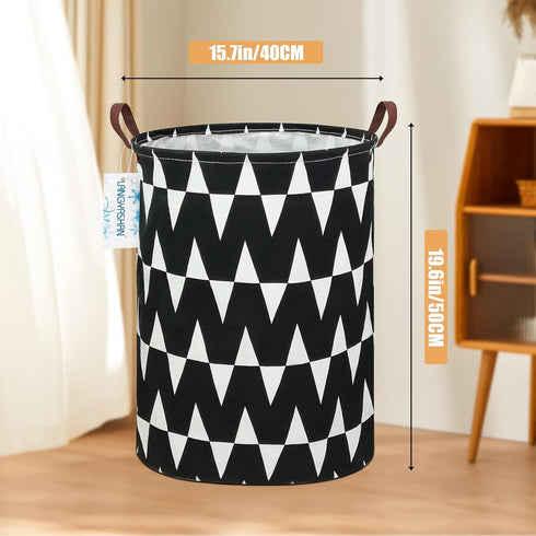 LANGYASHAN Laundry Basket Canvas Fabric Collapsible Organizer Basket for Storage Bin Toy Bins Gift Baskets Bedroom Clothes Children Nursery Hamper...