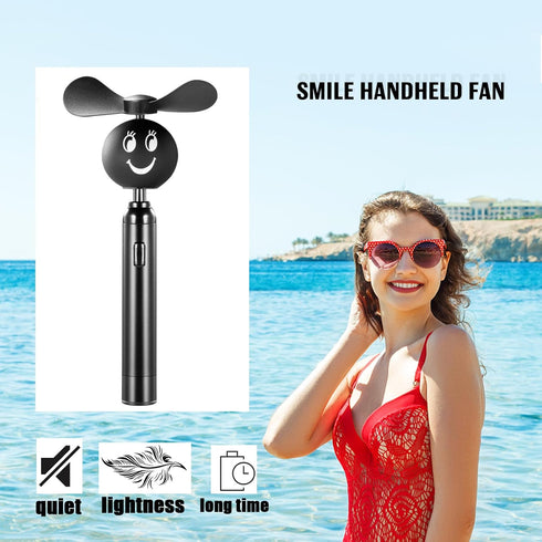 Personal Fan, Mini Handheld Fan,Battery Powered Smile Portable Travel Hand Fan Small Quiet Pocket Fans For Women Men Indoor/Outdoor Camping Shoppi...