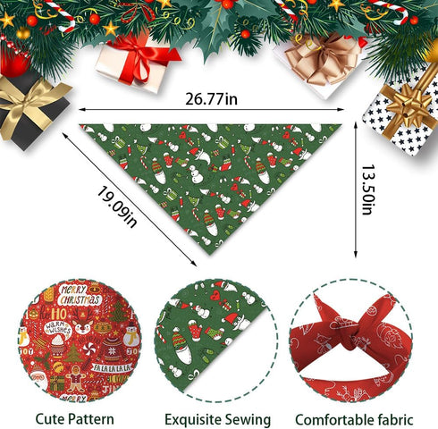 4 Pack Christmas Dog Cat Bandanas Christmas Pet Triangle Scarf Classic Polyester Bibs Kerchief Saliva Towels for Small Medium Large Pets Bandana f...