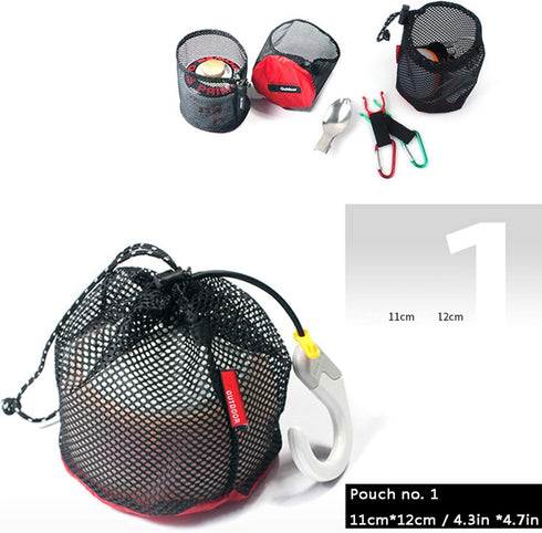 Drawstring Bags Pouch/Ditty Bag/Mesh Stuff Sack Camping Cord Bag Storage 5-in-1 Travel Use Nylon 5 Pieces (Red)...
