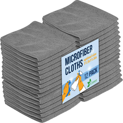 GREEN LIFESTYLE Microfiber Cleaning Cloth 12 Pack, Borderless Microfiber Towels Cleaning, Rags for Cleaning, Car Microfiber Towel, Drying Towels f...