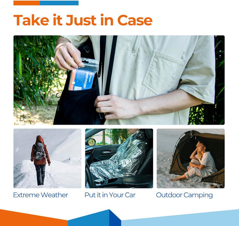 Emergency Blankets (4 Packs, 84" L x 52" W) Mylar Thermal Blankets for Survival and Protection,Space Blanket Survival Kits Camping Blanket, Ideal ...