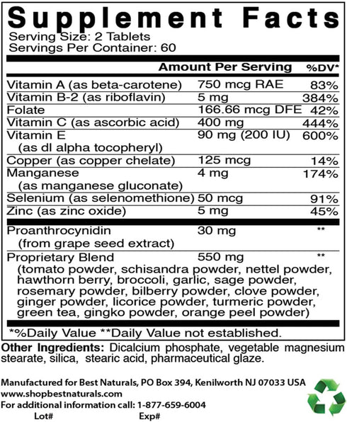 Best Naturals Super Antioxidant Formula 120 Tablets...