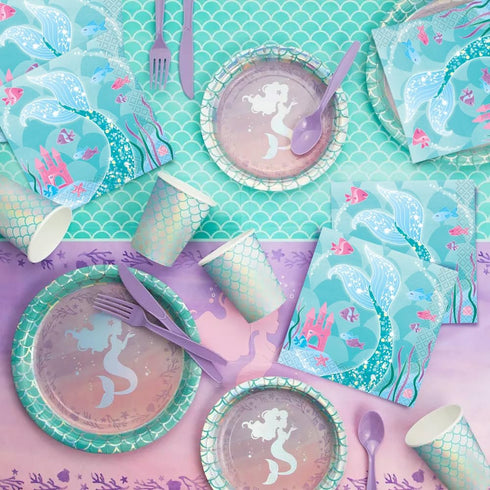 Mermaid Design Beverage Napkins (Pack of 16) - Enchanting Designs Perfect for Under-the-Sea Themed Parties & Celebrations...