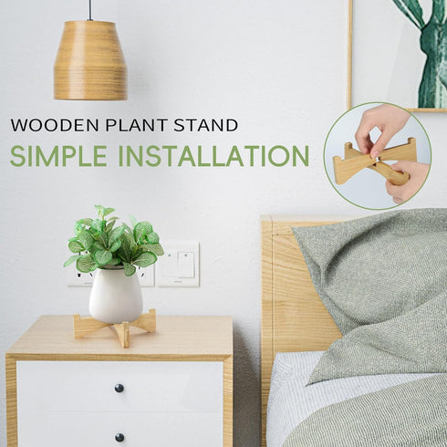 Bamboo Plant Stand Indoor Outdoor, Wooden Flower Pot Stand Fit 6 Inch Pots, Modern Planter Stand, Single Plant Holder Riser Rack Shelf for Patio H...