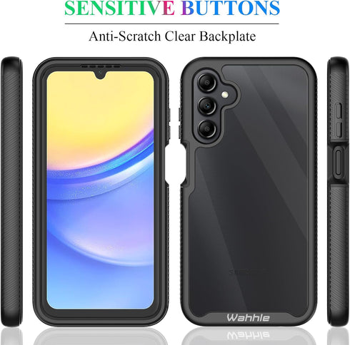 wahhle Samsung Galaxy A15 5G Case, Built in Screen Protector Full Body Shockproof Slim Fit Bumper Protective Phone Cover for Samsung A15 4G/5G Men...
