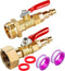2PCS Brass RV Winterize Blowout Adapter, 1/4 Inch Male Quick Connecting Plug &3/4 inch Male GHT Thread &1/4 Inch Ball Valve with 2 Pcs Washers for...