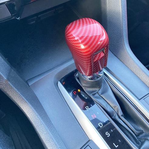 Carbon Fiber ABS Gear Shift Knob Cover Trim Fit for 10th Gen Civic Automatic Transmission Honda Civic Sedan 2016 2017 2018 2019 2020 2021(Red)...