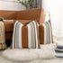 Pack of 2 Farmhouse Decorative Throw Pillow Covers 18x18 Modern Faux Leather Accent Cushion Cover,Rustic Stripe Pillowcase for Living Room Sofa Be...