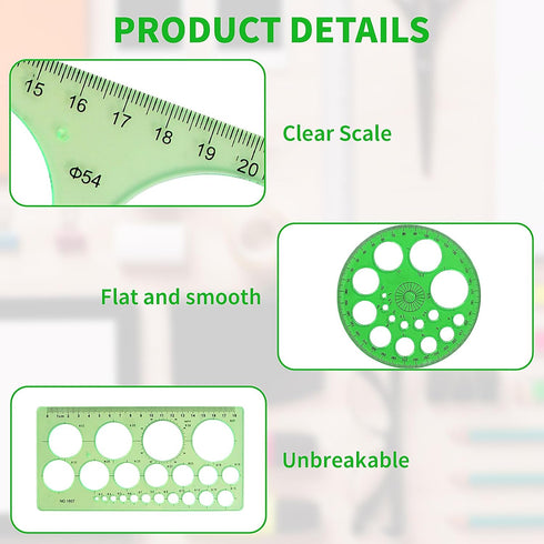 Circle Template 5 Pieces Plastic Circle and Oval Measuring Templates Circle Guide Stencil Geometry Rulers Geometric Drawings Templates for Office ...