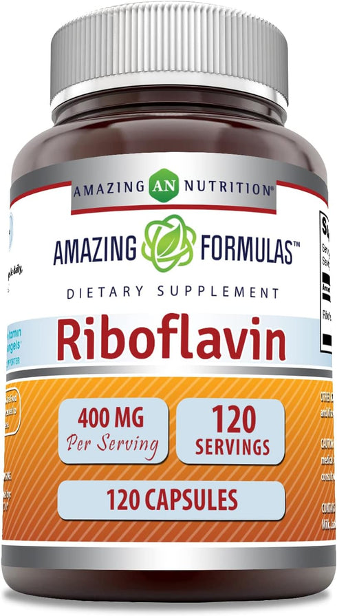 Amazing Formulas Riboflavin 400mg 120 Capsules Dietary Supplement | Non-GMO | Gluten Free | Made in USA...