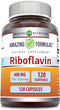 Amazing Formulas Riboflavin 400mg 120 Capsules Dietary Supplement | Non-GMO | Gluten Free | Made in USA...