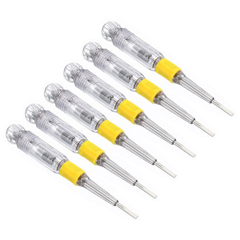 PATIKIL Voltage Tester AC 150-500V Contact Electrical Detector Slotted Screwdriver Tester Pen with Neon Tube, Clear Pack of 6...