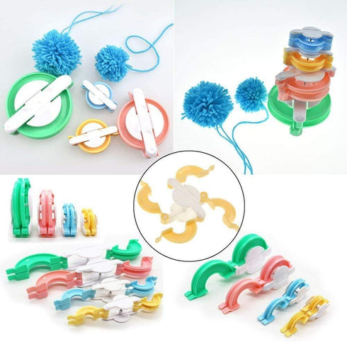 Pompom Maker Kits, Pom pom Knitting Loom Kit Fluff Ball Weaver Needle Craft DIY Knitting Crochet Craft Tool Kit, 6PS Pompom Maker+ 1PS Scissors (7...