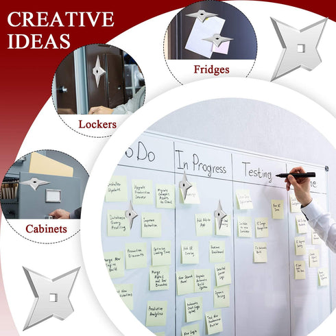 Weewooday 10 Pieces Ninja Magnet Cool Anime Refrigerator Magnets Funny Decorative Throwing Star for Home Office Whiteboard(Silver)...