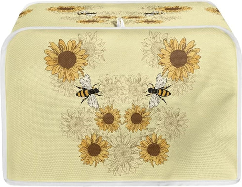 Sunflower Bee Print Toaster Dust Cover Anti-Scratch Bread Machine Protection Cover Dust Proof Case Kitchen Small Appliance Dust Cover for Most Sta...