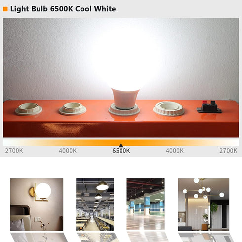 A19 LED Light Bulbs 6500K Cool White 12.3Watt Standard E26 Medium Screw Base 1710 Lumens 100 Watt Equivalent LED Bulbs Non-Dimmable No Flicker Pac...