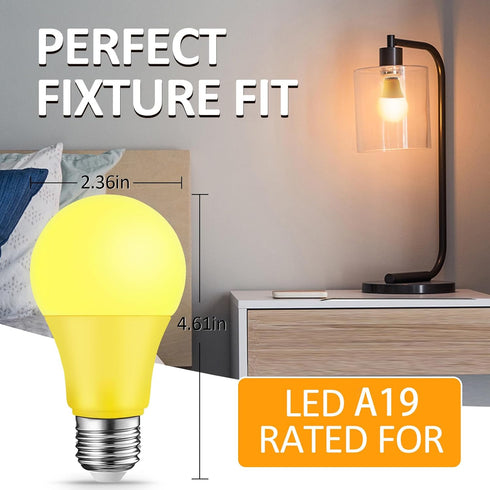 Bug Light Bulbs LED Yellow Light Bulb for Outside, 9W (6W Equivalent), E26 Base Amber Bug Light for Porch, Patio, Deck, Backyard, Hallway...