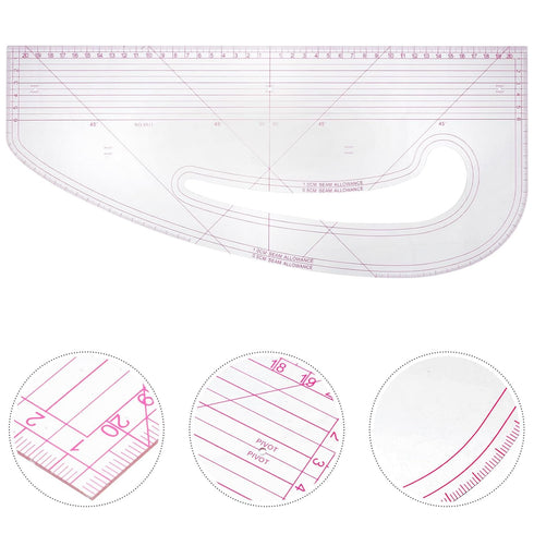 French Curve Ruler for Pattern Making, Clear Metric Sewing Ruler, Multi-Purpose Pattern Maker Fashion Designing Ruler for Tailor Craft Tool Drawin...