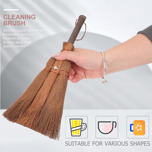Witch Broom Palm Broom Mini Natural Whisk Broom Thai Desk Cleaning Computer Keyboard Broom Gongfu Tea Cup Duster for Home Tea Ceremony Tools Weddi...