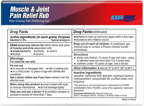 Muscle & Joint Pain Relief Rub, Fast Relief from Minor Arthritis, Backache, Muscle & Joint Pain Non-Greasy Cream, 2oz (4pk)...