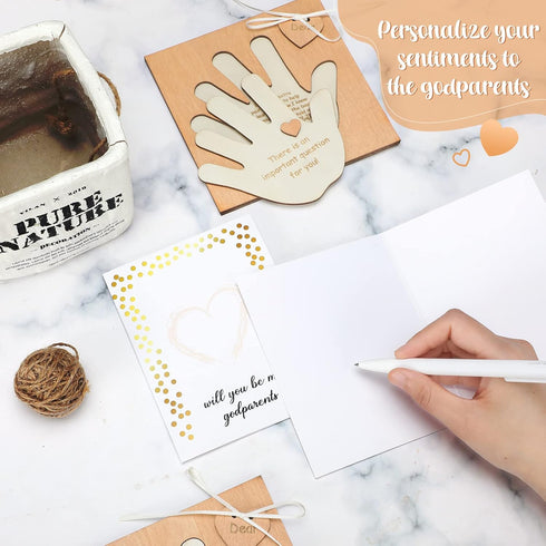 2 Pcs Will You Be My Godparent Gifts Godparent Proposal Gift Set with Palm Design Includes Wood Godparent Proposal Puzzle and Asking Card for Bapt...