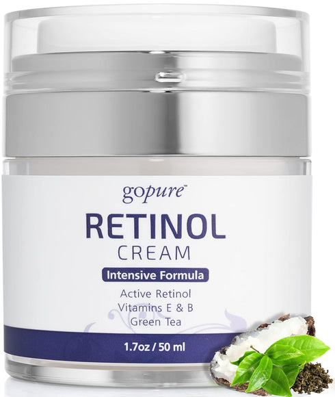 goPure Retinol Face Cream - Night Cream Anti Wrinkle & Face Moisturizer For Women - Retinol Cream for a Youthful-Looking Glow, 1.7oz....