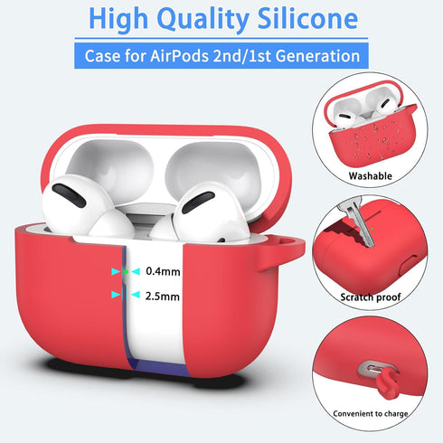 AirPods Pro Case Cover, Military Grade Anti-Fall Soft Silicone Shock-Absorbing Protective AirPods Pro 2nd/1st Generation Case with Keychain and Cl...