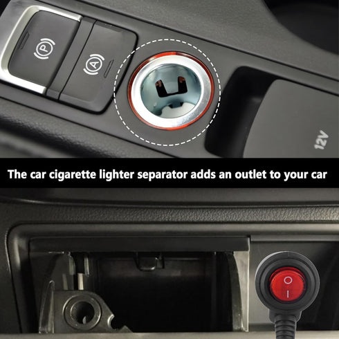 1 to 2 Car Cigarette Lighter Splitter with Switch,12-24V Car Charger Splitter with 15A Fuse,Automotive Cigarette Lighter Socket Universal Power Ad...