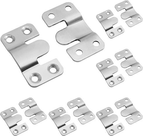 6 Pairs Flush Mount Bracket, 54 x 30mm Interlocking Picture Hanging Hooks Stainless Steel Photo Frame Hook Furniture Connector for Mirrors Picture...