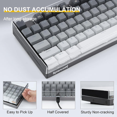 Desing Wish Keyboard Cover for Redragon K556, Water Resistant Half-Covered Acrylic Keyboard Dust Cover Anti-Cat Keyboard Lid Compatible with Redra...