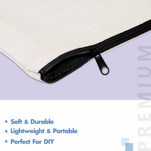 8 Pack Blank Cotton Canvas DIY Craft Zipper Bags Pouches Pencil Case for Makeup Cosmetic Toiletry Stationary Storage(Black + Grey + White)...