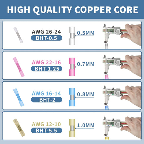 200pcs Heat Shrink Butt Connector, Waterproof Crimp Electrical Wire Connector, Butt Splice Terminal Best for Repair and Maintenance. Suitable for ...