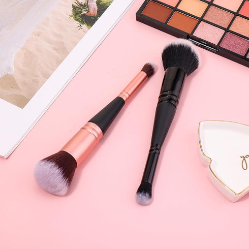 2PCS Double Ended Makeup Brushes, Foundation Makeup Brush Flawless Powder Brush Concealer Cream Cosmetics Blush brush for Blending Liquid Highligh...