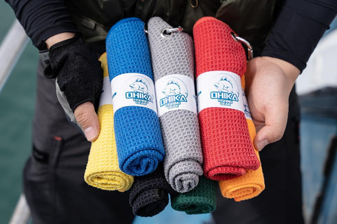 Microfiber Fishing Towels with Clip, Waffle Pattern for Effective Cleaning of Fishing Gears or Dirty Hands, 16” x 16”, Camping Towels, Hiking Towe...