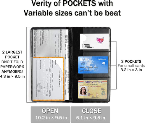 UYYE Auto Car Registration and Insurance Holder - PU Leather Vehicle Glove Box Organizer Wallet, Interior Accessories Case Holder for Essential Au...
