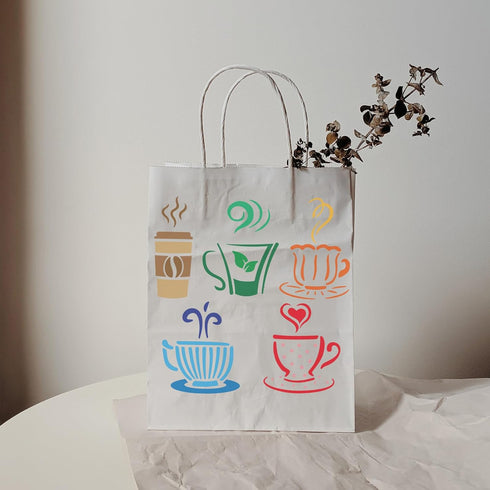 FINGERINSPIRE Hot Drinks Stencil for Painting 11.8x11.8inch Reusable Cups Mugs Stencil Large Coffee Tea Drawing Template Daily Theme Stencil for P...