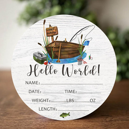 Fishing Baby Milestone Blanket with Birth Stat Sign, Gone Fishing Baby Growth Chart Monthly Blanket, Watch Me Grow Fishing Boat Baby Nursery for N...