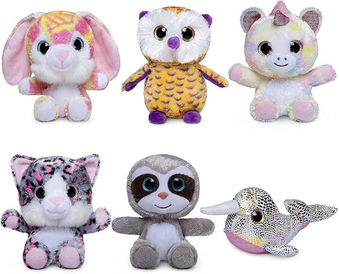 7inch Cute Stuffed Animals Plush Toys Set, 6 Pcs Small Stuffed Animal Bulk Unicorn/Narwhal/Bunny/Owl/Sloth/Cat Plush Animal, Super Soft & Durable ...