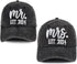 2 PCS Mr and Mrs Est 2024 Hats for Men Women, 3D Embroidered Adjustable Cotton Couples Baseball Cap...