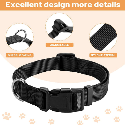 PuppyDoggy Adjustable Dog Collar Black Nylon Dog Collar Martingale Collar for Dogs with Quick Release Buckle Classic Pet Collar for Small Medium L...