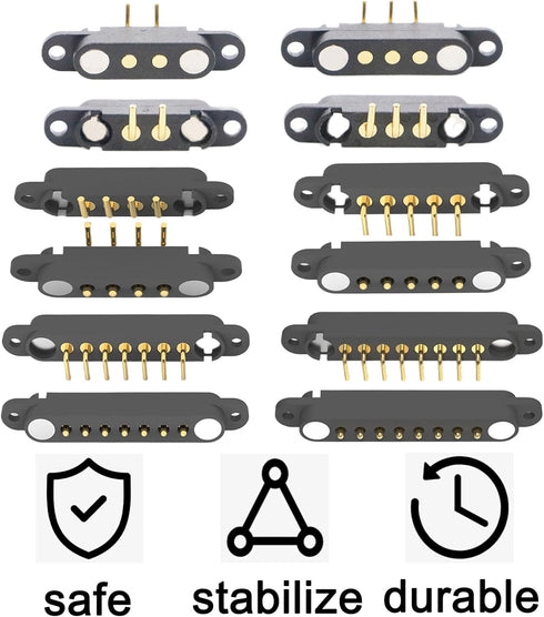 2 Pair Magnetic Bend Pogo Pin Connector with Location Hole, 2/3/4/5/7/8Pin 2A Pogopin Magnetic Connector Male+Female 2.54MM Through Holes Spring L...