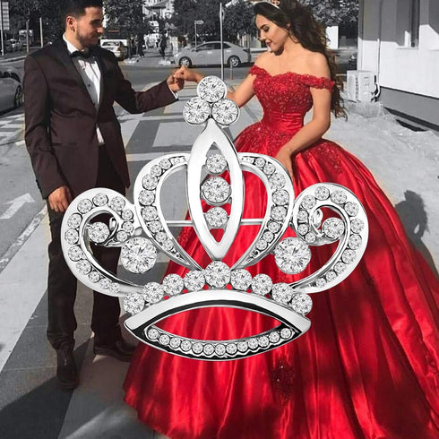LQRI Crystal Rhinestone Princess Queen Crown Brooch Pin Tiara Crown Brooches Crown Tiara for Wedding Party/Banquet/Birthday...