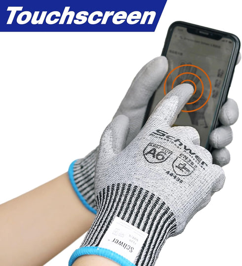 Schwer 3 Pairs AIR-SOFT Cut Resistant Gloves AR7120 ANSI A6 Cut Proof Work Gloves, Touchscreen, for Men and Women Used for Woodworking, Glass Cutt...