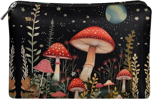 Red Mushroom Makeup Bag for Purse Lightweight Zipper Pouch For Women Clutch Makeup Brush Bag Travel Cosmetic Bag Can Hold Makeup Brushes Skincare...